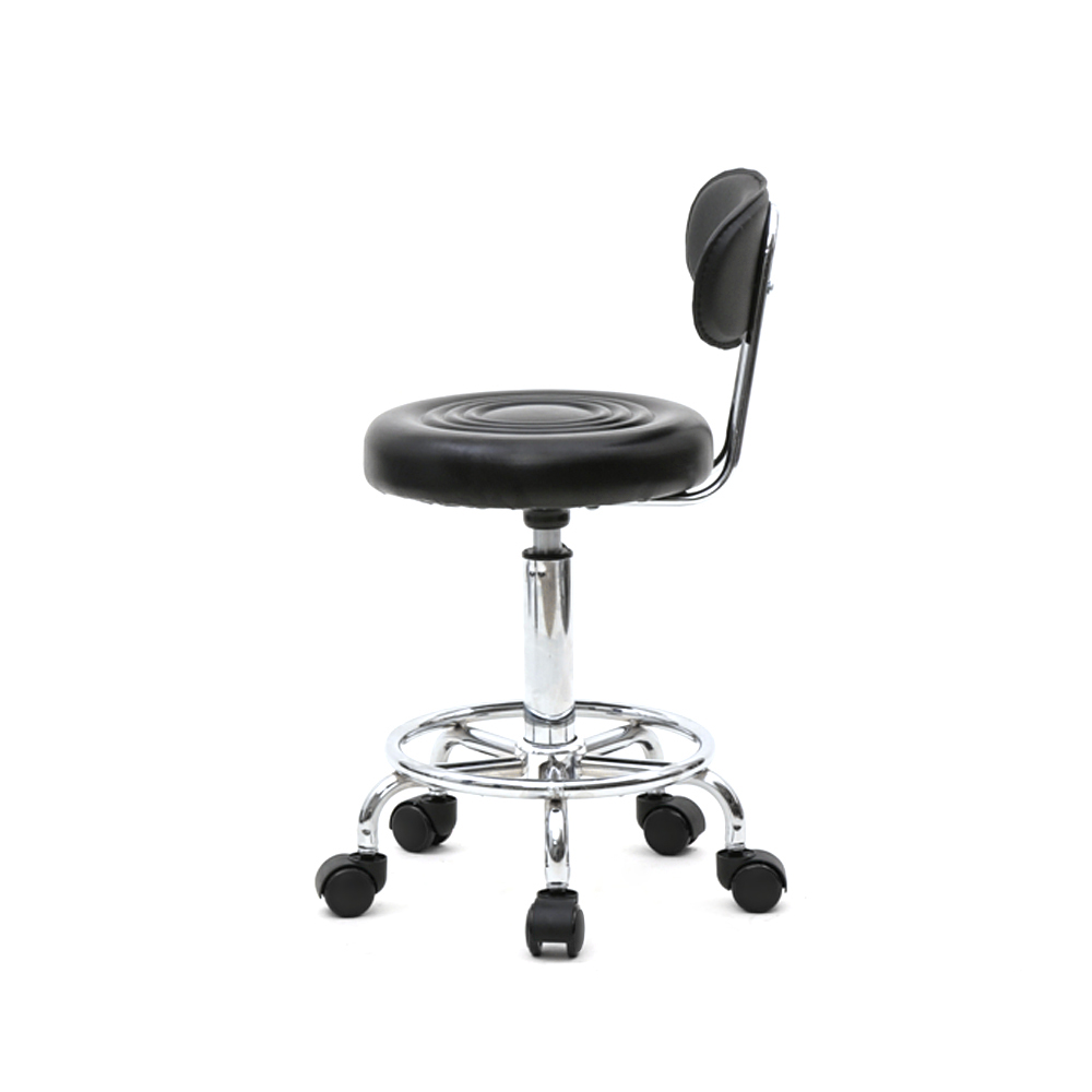 Round Shape Adjustable Salon Stool with Back And Line Black