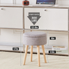 Storage Ottoman Linen Round Vanity Stool Tray Top Modern Foot Stool with Wood Legs Multifunctional Upholstered Foot Ottoman Rest for Living Room, Bathroom, Makeup Grey