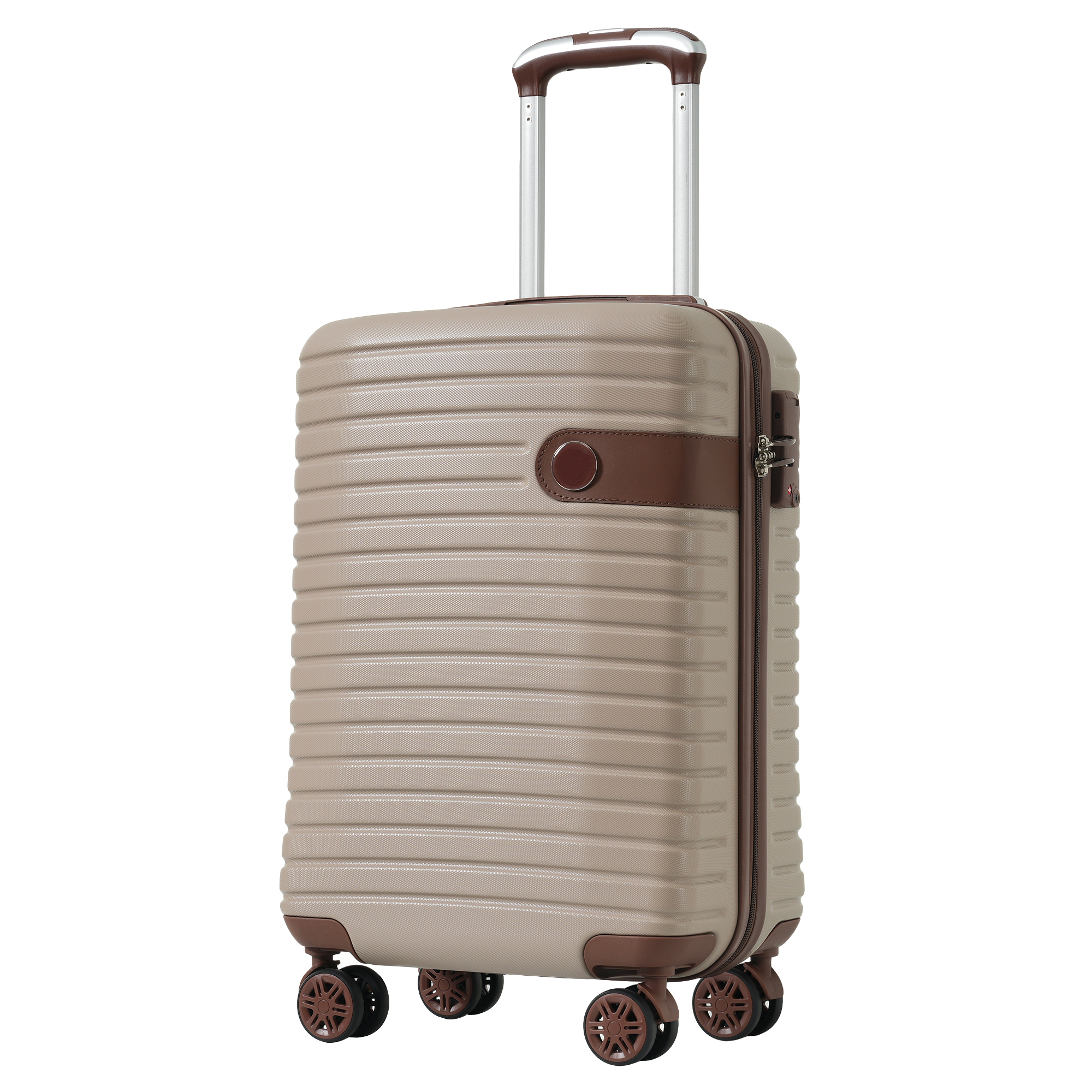 Luggage Sets 3 Piece Carry on Luggage 22x14x9 Airline Approved, Lightweight Hardshell ABS Suitcases with Wheels, 20 Inch, Khaki