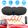 57x33In Foldable Car Sun Umbrella Universal Sun Blocker Shield Shade Silver Titanium Sun Protector with Carry Bag for Car Truck SUV