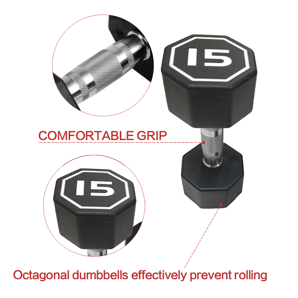 15LBS APOLLO IR3920 Premium Octagonal Dumbbell, Large Numbers, Hard Chrome Plated Handle Dumbbells To Assist with Push-Ups
