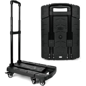 Folding Luggage Cart, Hand Truck, Dolly Cart, Ideal for Travel, Moving, Shopping, And Package Delivery in Offices And More (Load Bearing 200KG, 6 Wheels, Black)