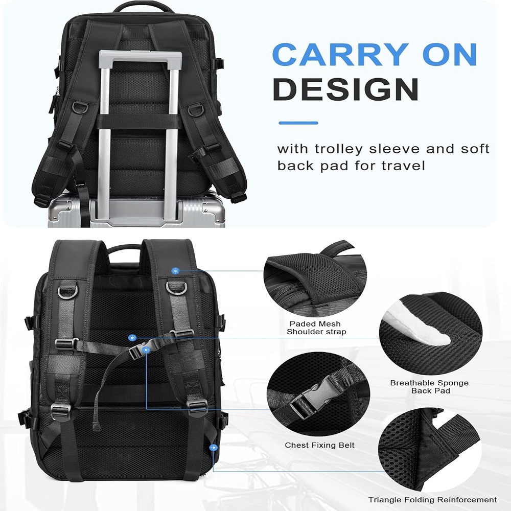 Large Travel Backpack for Women Men Carry on Backpacks Waterproof Flight Approved Personal Item Bags Luggage Backpacks Fit for 17 Inch Laptop Business Work