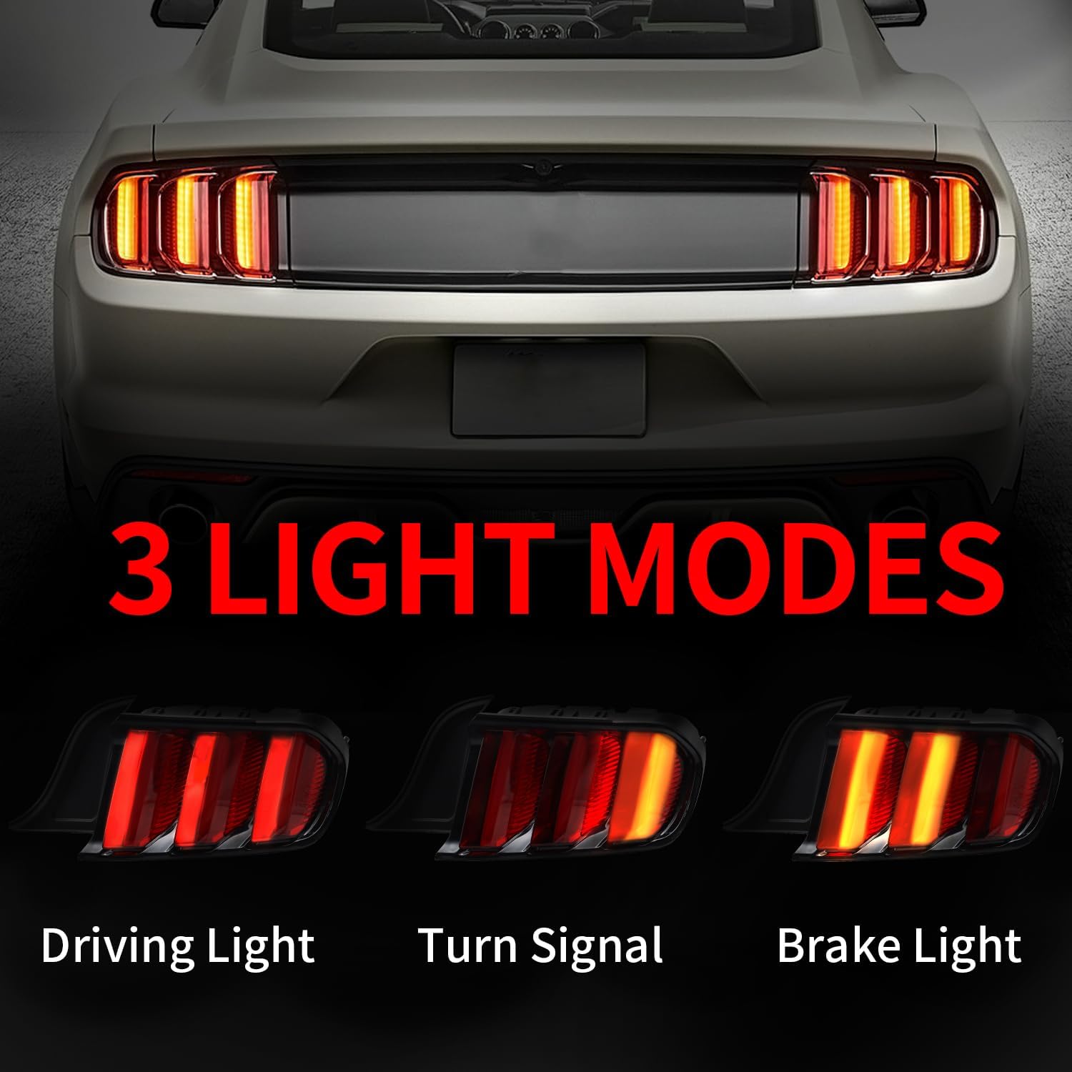 LED Tail Lights Assembly Compatible with 2015-2020 Ford Mustang Full LED Red Lens Left Driver side