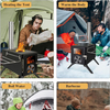 Camping Stove for Hot Tents, Carbon Steel Wood Burning Stove with Stainless Wall Chimney Pipes for Tents, Shelter, Outdoor Portable Stove for Camping And Cooking，Black