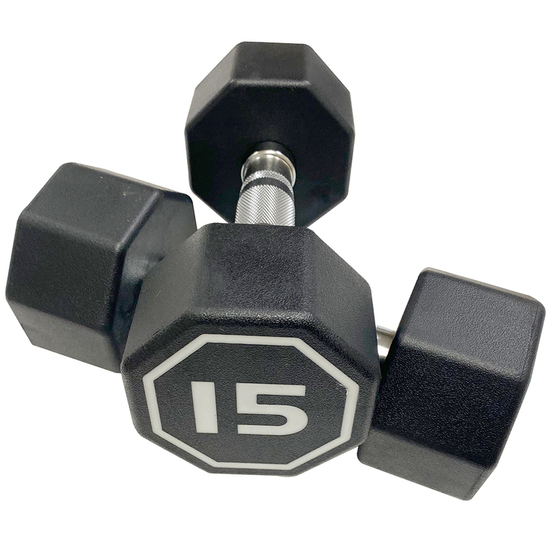 APOLLO IR3920 Premium Octagonal Dumbbell, Large Numbers, Hard Chrome Plated Handle Dumbbells To Assist with Push-Ups, 15 Lbs Set of 2
