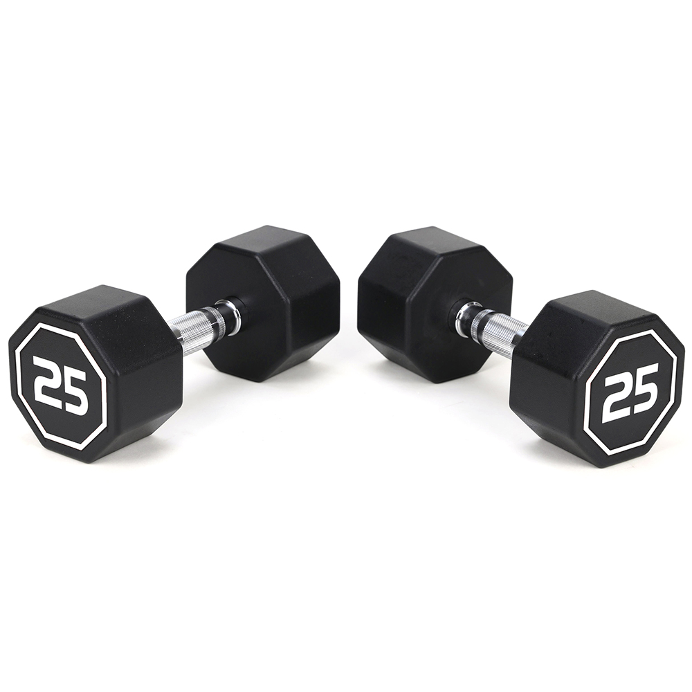 APOLLO IR3920 Premium Octagonal Dumbbells, Large Numbers, Hard Chrome Plated Handle Dumbbells To Assist with Push-Ups, 25 Lbs Set of 2