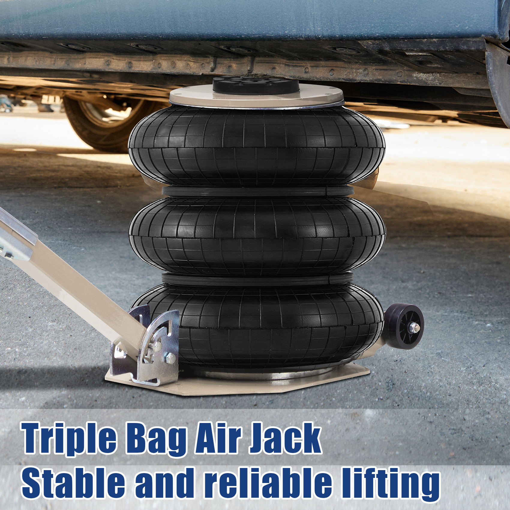 Air Jack, 5 Ton/11000 Lbs Triple Bag Air Jack, Air Bag Jack Lift Up To 15.75 Inch, 3-5S Fast Lifting Air Bag Jack for Cars with Long Handle, White