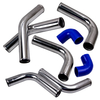 2.5" Universal Aluminum Intercooler Turbo Piping Pipe Kit+ Silicone Hose + Clamps
