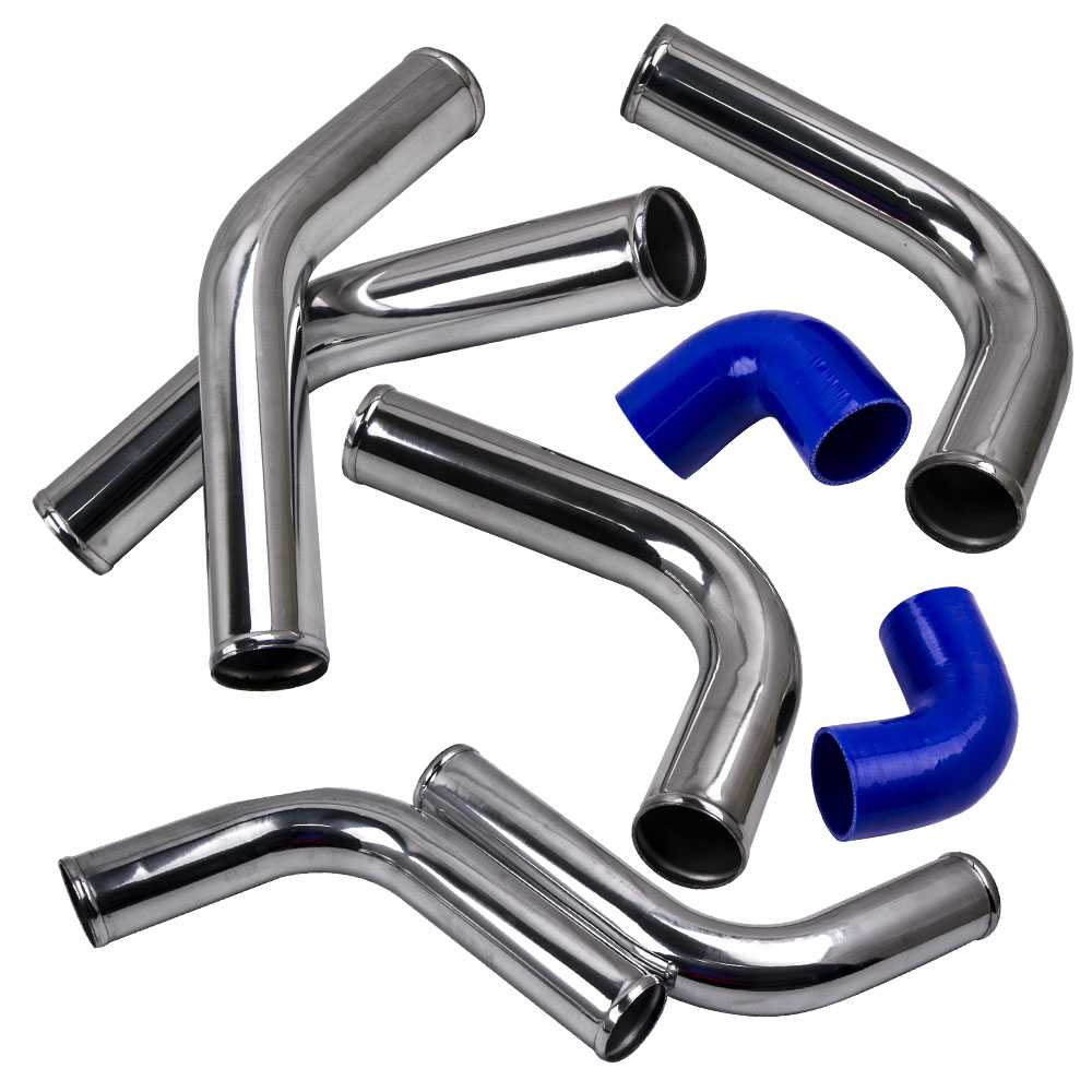 2.5" Universal Aluminum Intercooler Turbo Piping Pipe Kit+ Silicone Hose + Clamps