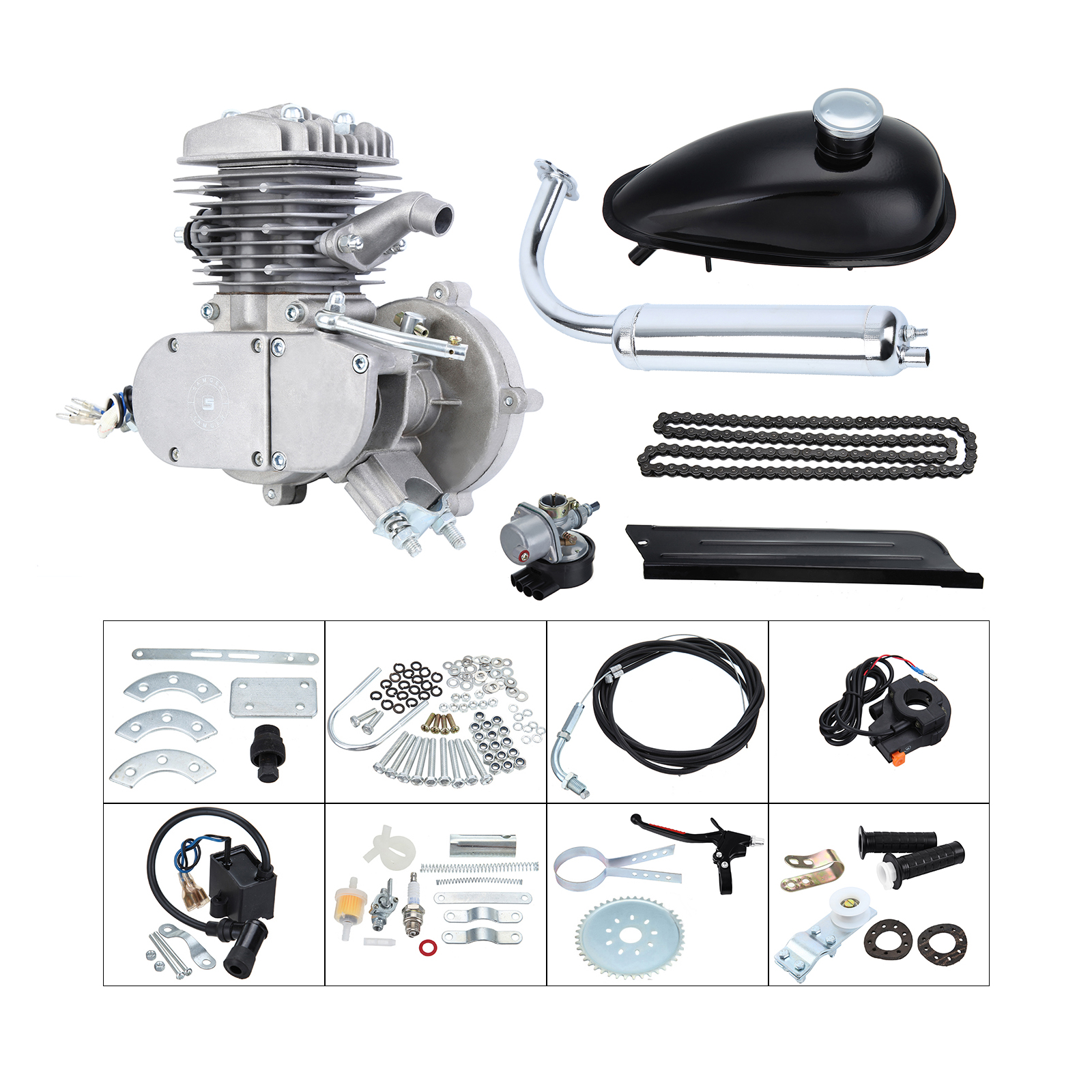 50cc 2 Stroke Motor Engine Full Kit Set for Motorized Bicycle Bike【No Shipping On Weekends, Order With Caution】