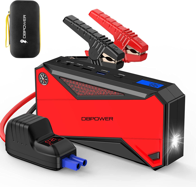 DBPOWER Car Jump Starter, 1600A Peak 17200mAh Portable Power Pack for Up to 7.2L Gas and 5.5L Diesel Engines, 12V Auto Battery Booster with LCD Display, Compass, LED Light and Type-C Port