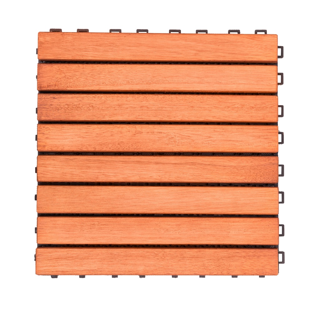 Reddish Brown Wood Interlocking Deck Tile (Set of 10 Tiles)- AS ( Amazon Shipping)