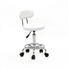 Round Shape Adjustable Salon Stool with Back And Line White
