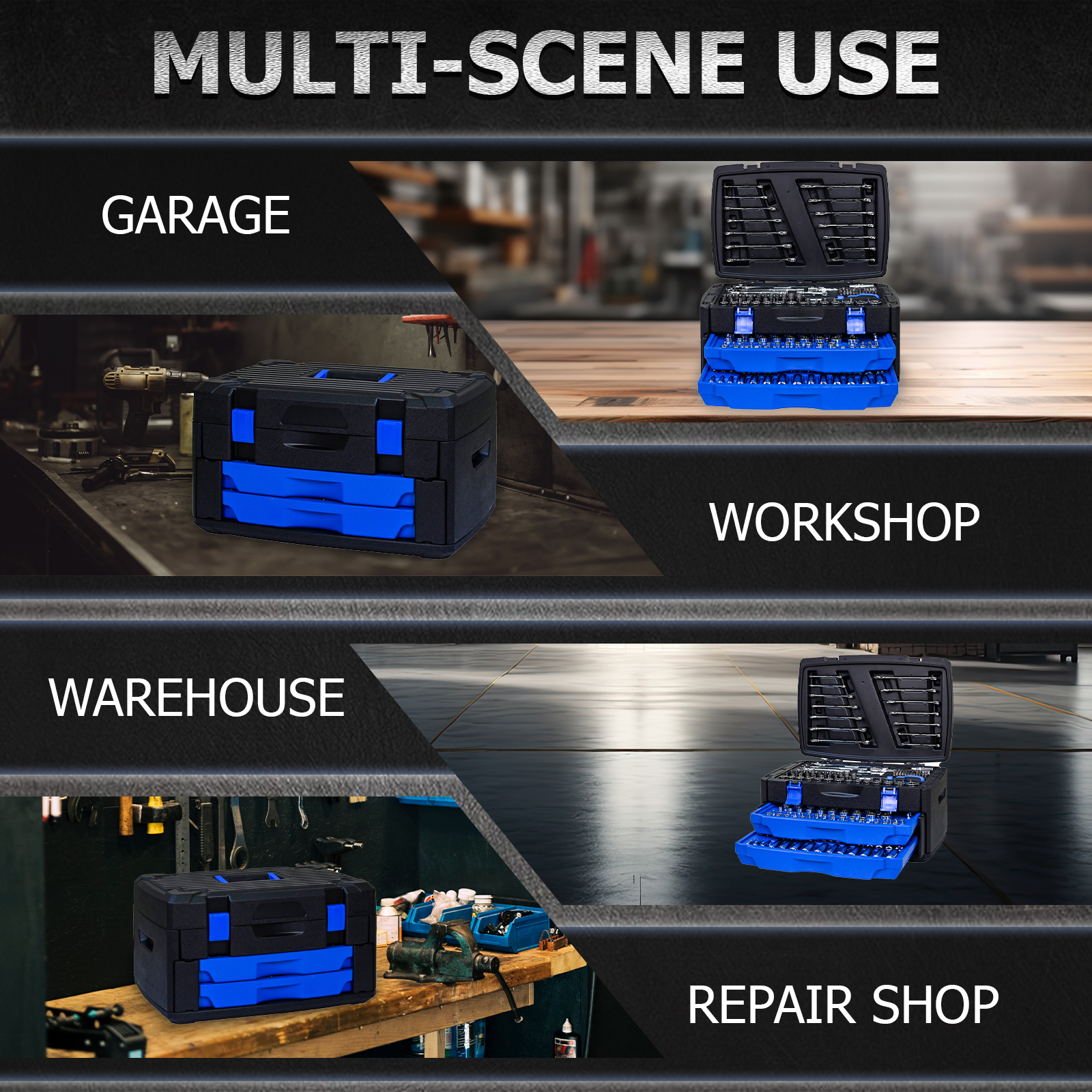 266 Pcs Tool Set, Home Repair Hand Tool Box with Lock, Household Tool Kit with Storage Box for Companies,Schools, Garages
