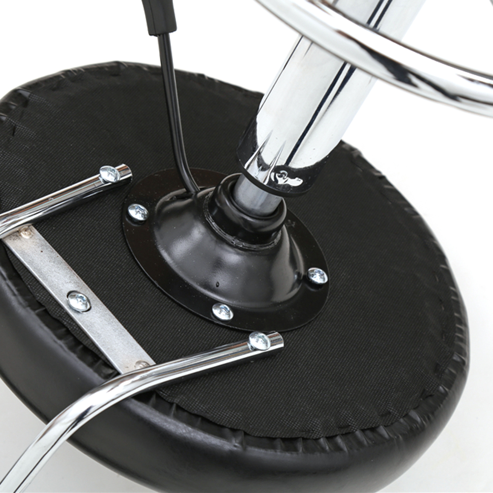 Round Shape Adjustable Salon Stool with Back And Line Black