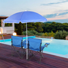 Portable Outdoor 2-Seat Folding Chair with Removable Sun Umbrella Blue