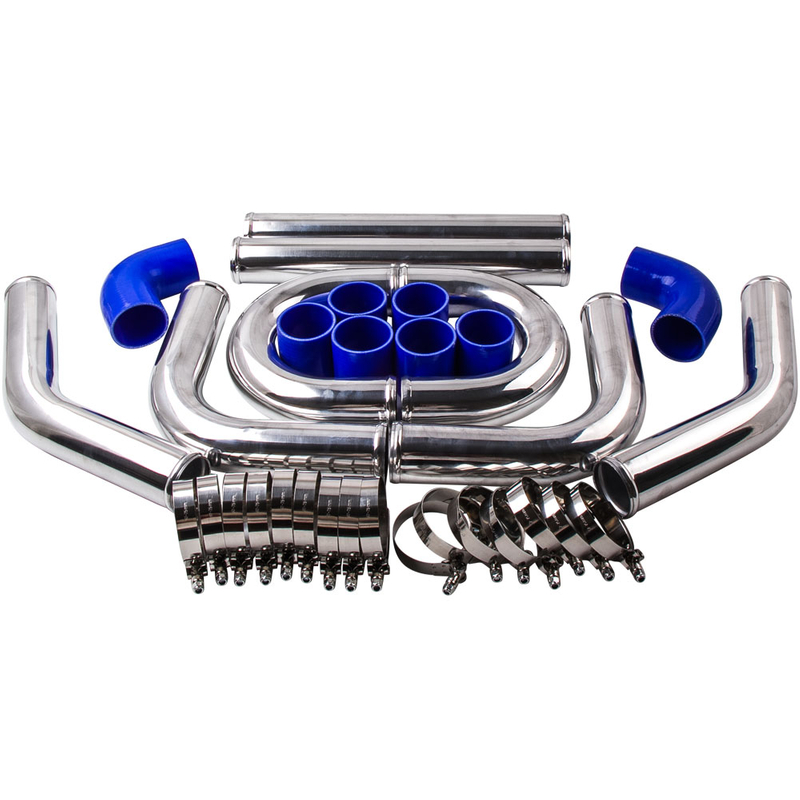 2.5 Inch Universal Aluminum Intercooler Turbo Piping Kit Hose + Silicone+Clamp