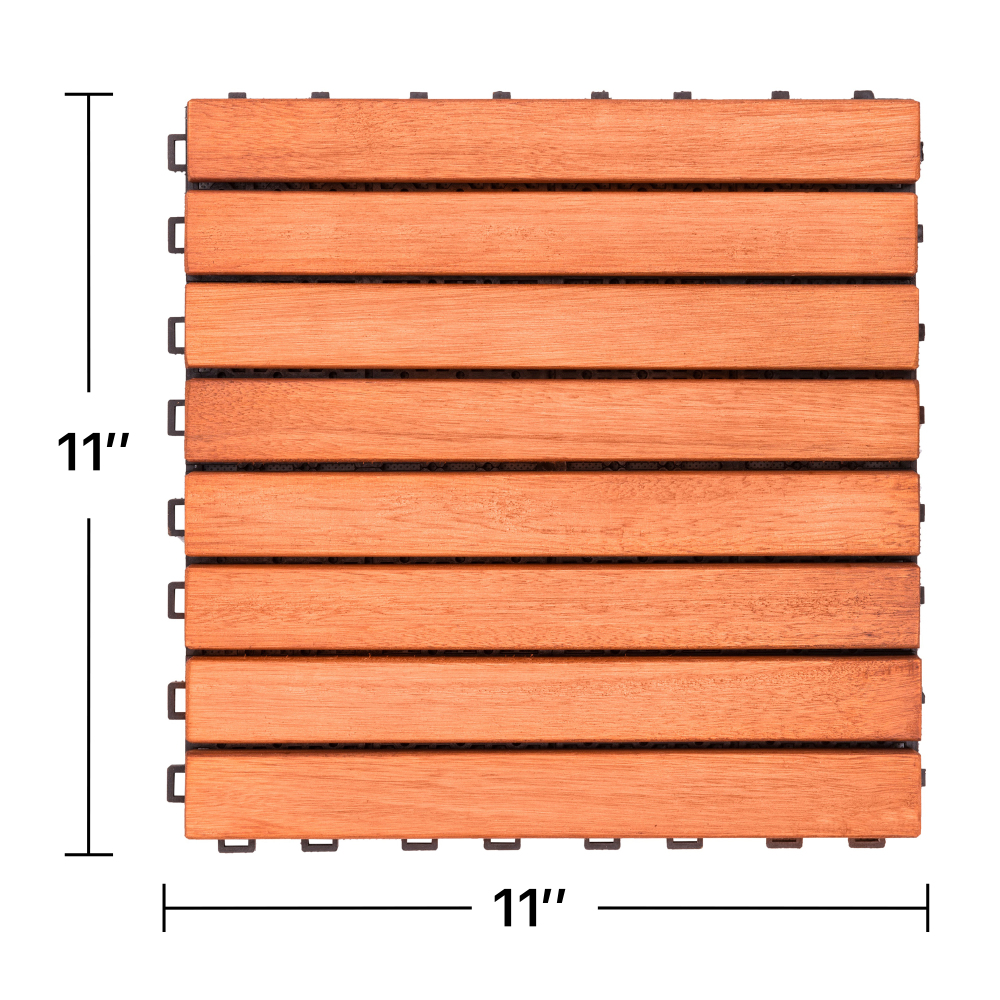 Reddish Brown Wood Interlocking Deck Tile (Set of 10 Tiles)- AS ( Amazon Shipping)