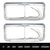Dual Rectangular 2X for 4x6 Light Headlight Bezel with 12" Amber LED Light Strip for Kenworth T400 T600 T800 W900B W900L Peterbilt 378 379 Western Star 4900 Trucks (Clear Lens/White LED)
