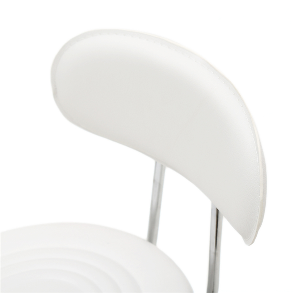 Round Shape Adjustable Salon Stool with Back And Line White
