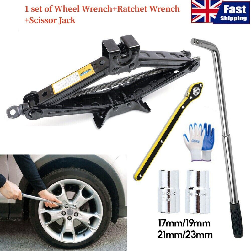 2.5T Scissor jack + Extendable Wheel Wrench Brace Socket Car Van Tire Hand Tool