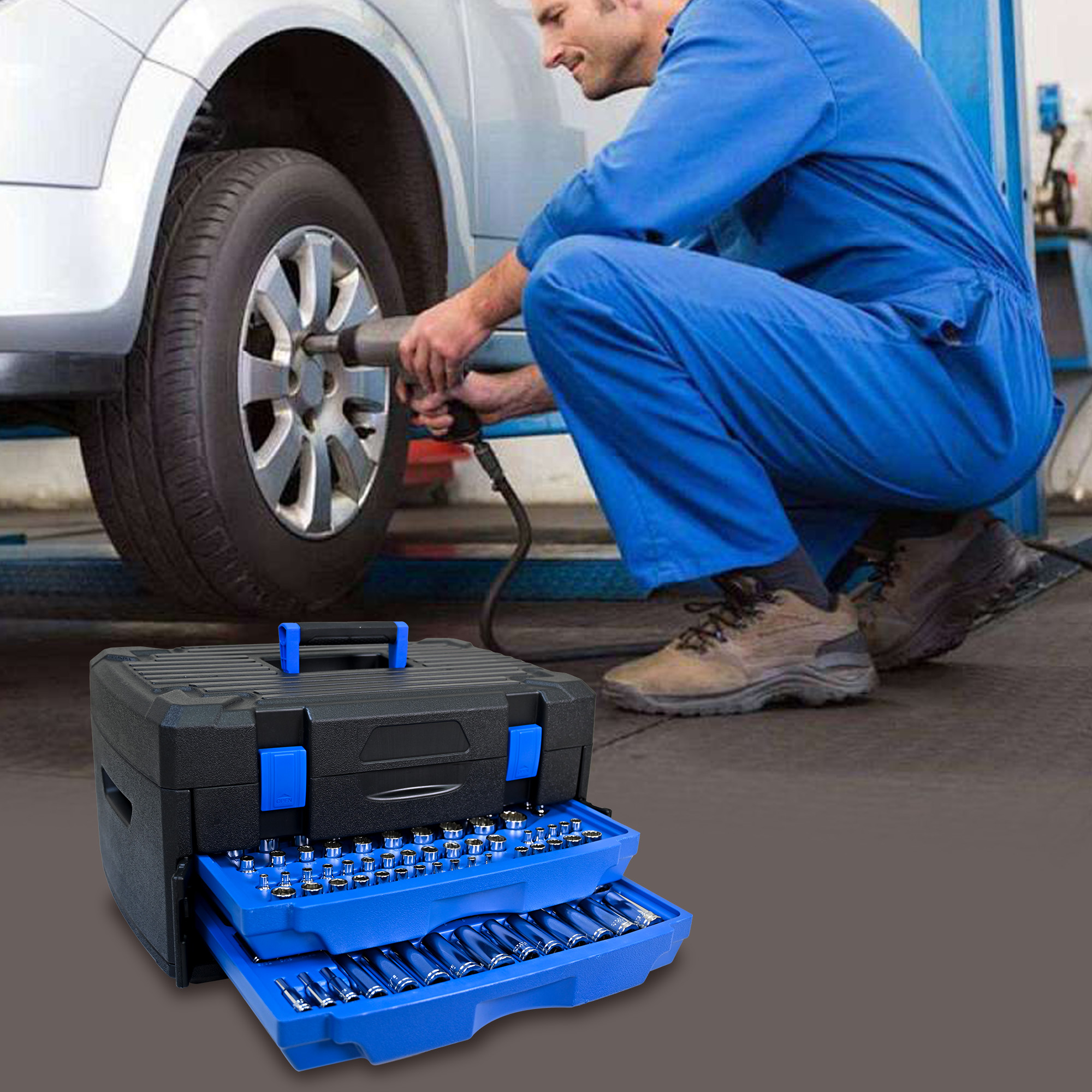 266 Pcs Tool Set, Home Repair Hand Tool Box with Lock, Household Tool Kit with Storage Box for Companies,Schools, Garages