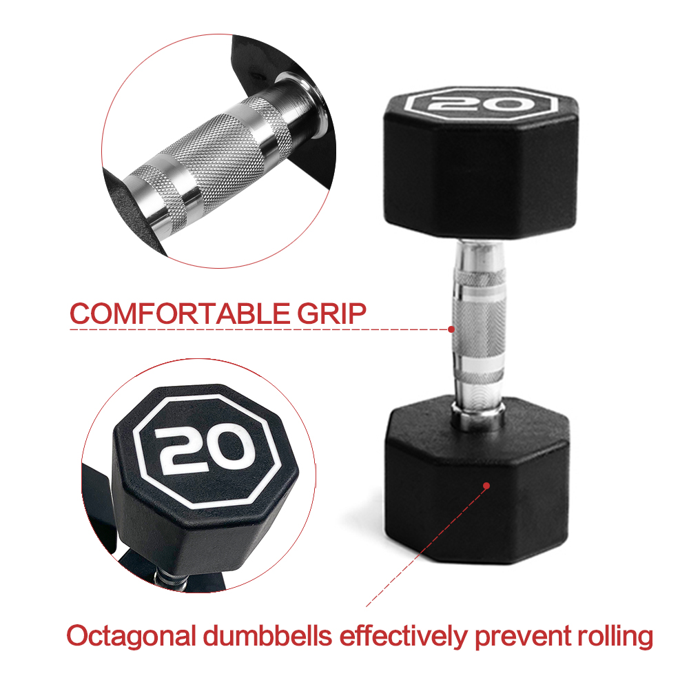 20LBS APOLLO IR3920 Premium Octagonal Dumbbell, Large Numbers, Hard Chrome Plated Handle Dumbbells To Assist with Push-Ups