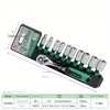 11-piece Ratchet Socket Driver Set Chrome Vanadium Steel Mirror Auto Repair Car Extension Set Small Medium Large Set