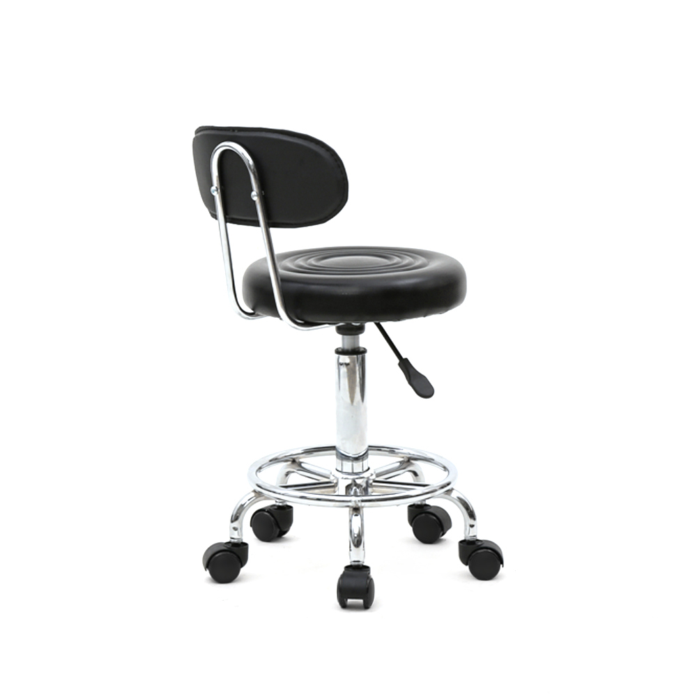 Round Shape Adjustable Salon Stool with Back And Line Black