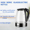HD-1857-A 110V 1500W 1.8L Electric Glass Kettle US Plug