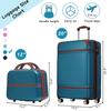 20 IN Hardside Luggage with Cosmetic Case , 2 Piece Lightweight Suitcase Set with Spinner Wheels, Carry on Vintage Luggage,Blue