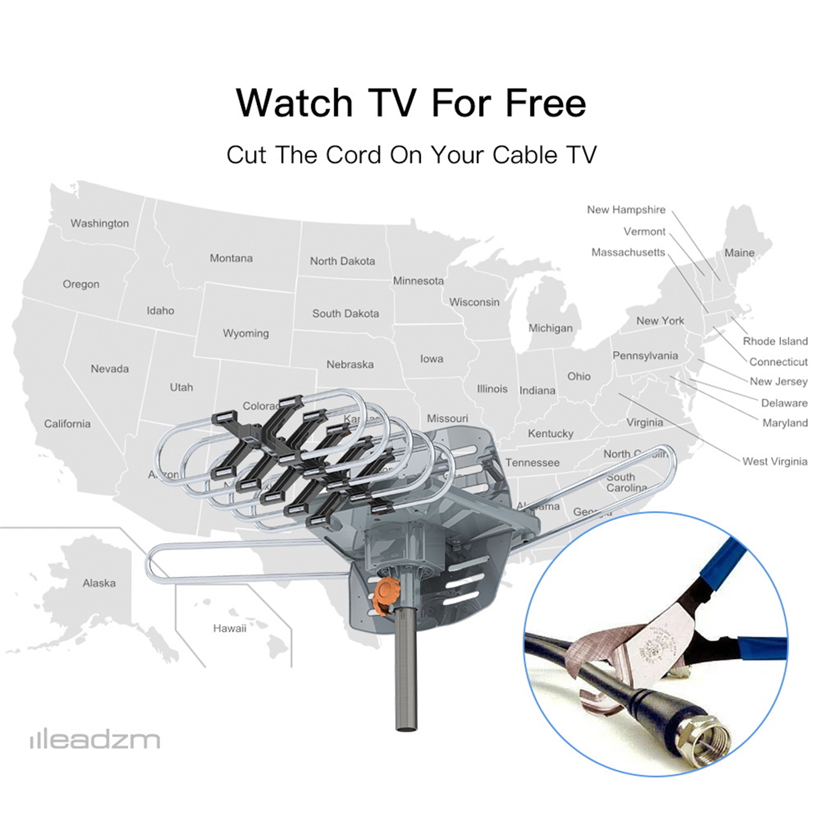 28-36dB 360° UV Dual-band Outdoor Antenna US Plug