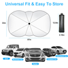 57x33In Foldable Car Sun Umbrella Universal Sun Blocker Shield Shade Silver Titanium Sun Protector with Carry Bag for Car Truck SUV