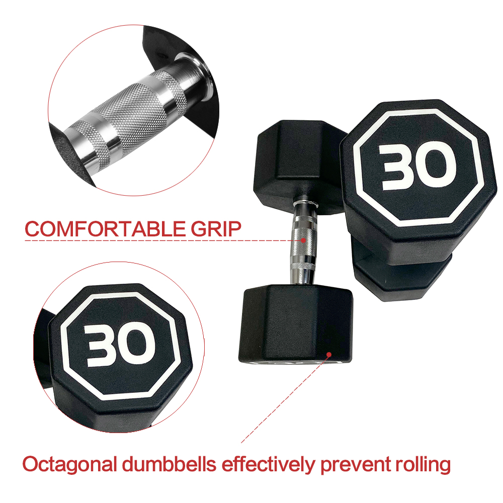APOLLO IR3920 Premium Octagonal Dumbbells, Large Numbers, Hard Chrome Plated Handle Dumbbells To Assist with Push-Ups, 30 Lbs Set of 2