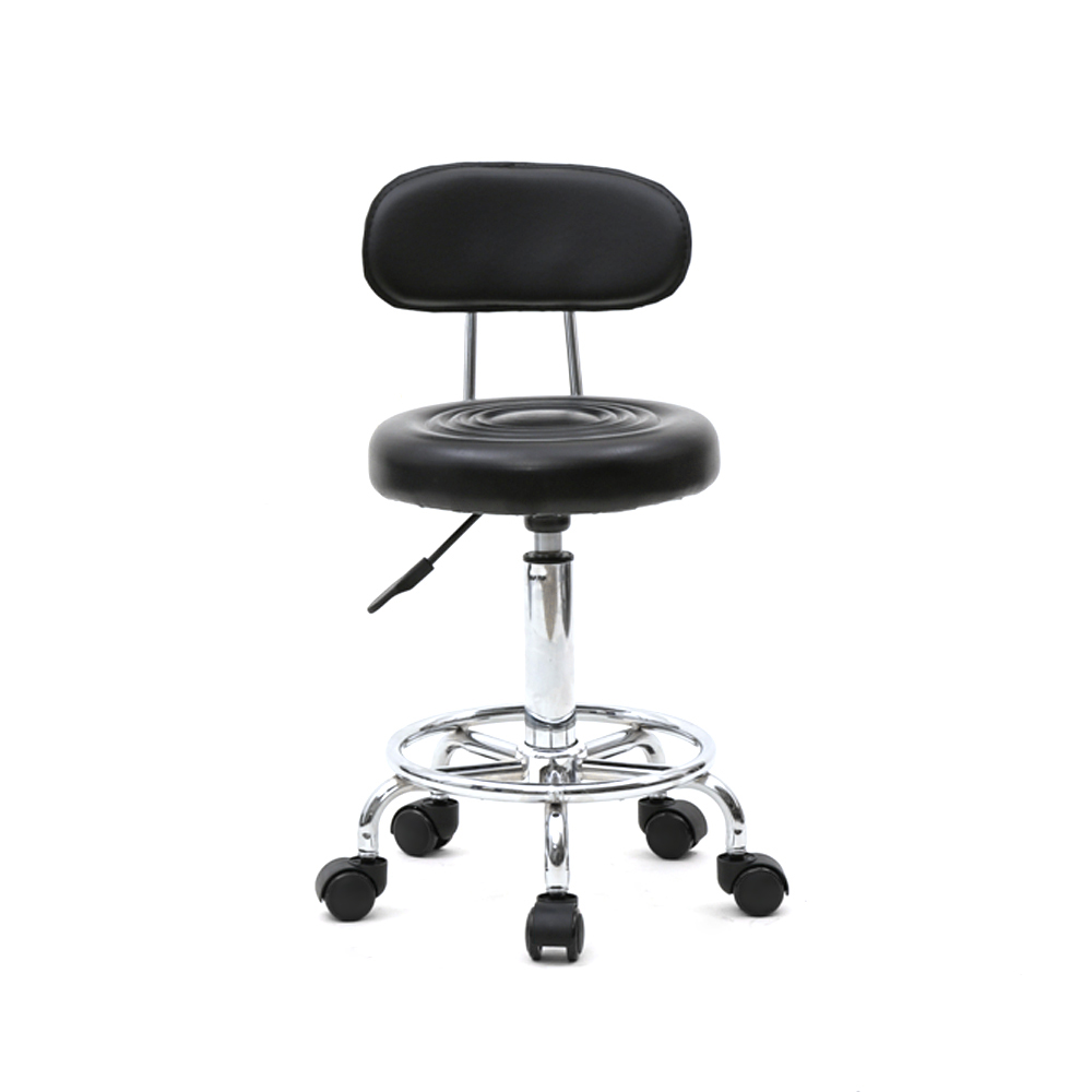 Round Shape Adjustable Salon Stool with Back And Line Black