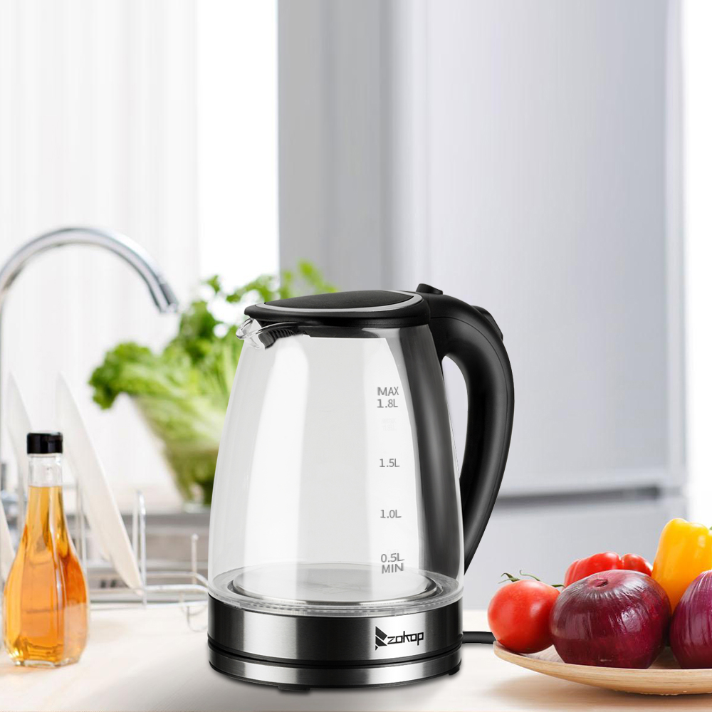 HD-1857-A 110V 1500W 1.8L Electric Glass Kettle US Plug