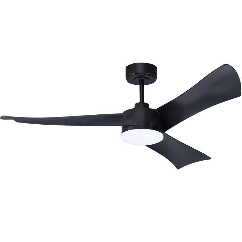 52" Smart Ceiling Fans with Lights and Remote, Quiet Reversible DC Motor and changing& Dimmable LED Light, 3 Blades 6 Speed Black Ceiling Fan for Farmhouse Living Room Bedroom Dining Room Workroom Stu