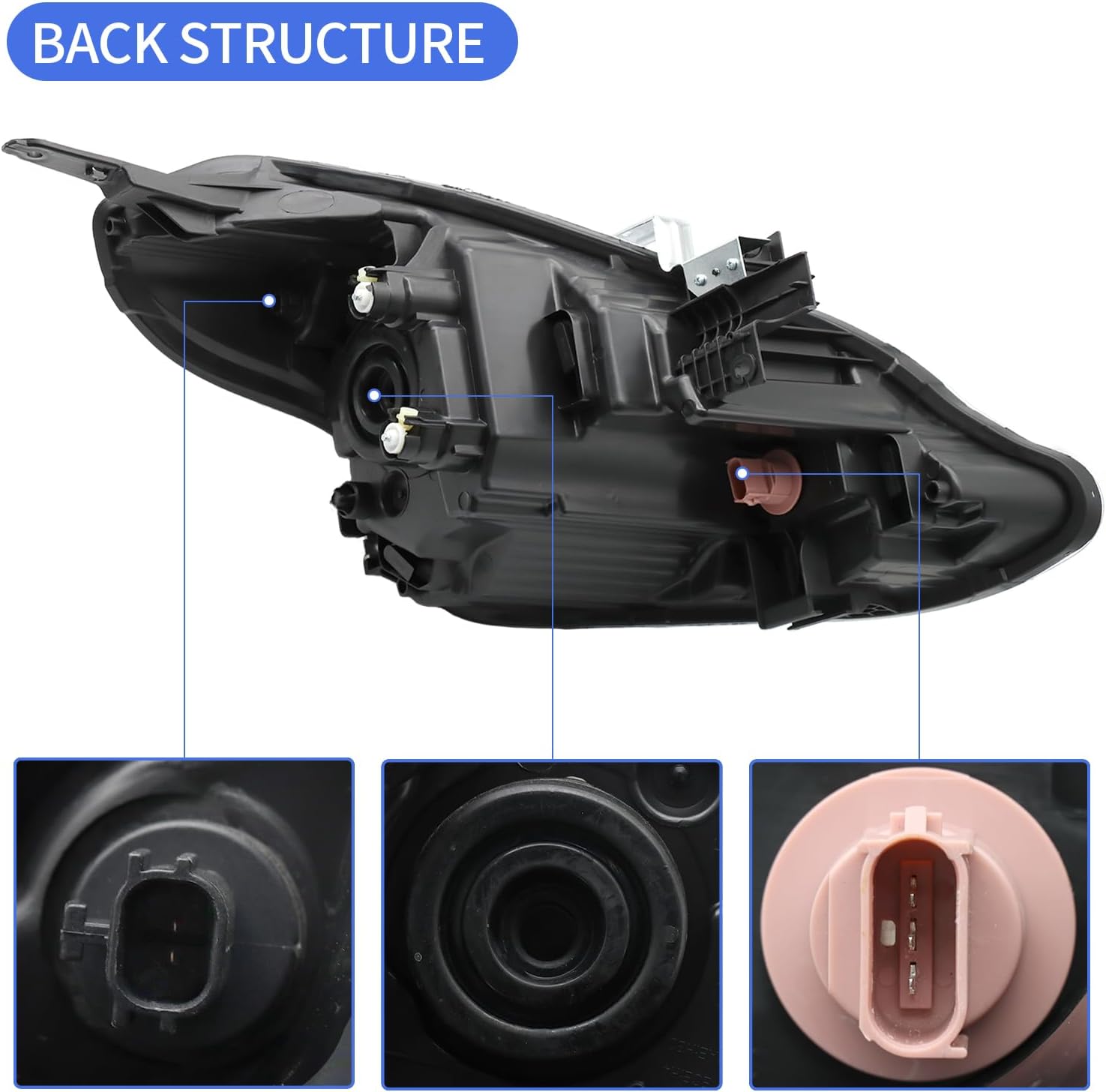 Headlights Assembly Fit for 2015 2016 2017 2018 2019 Nissan Versa Replacement Driver and Passenger Side(Replacement Chrome Housing)