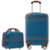 20 IN Hardside Luggage with Cosmetic Case , 2 Piece Lightweight Suitcase Set with Spinner Wheels, Carry on Vintage Luggage,Blue