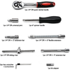 46 Pieces 1/4 Inch Drive Socket Ratchet Wrench Set, with Bit Socket Set Metric And Extension Bar for Auto Repairing And Household, with Storage Case，red