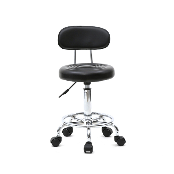 Round Shape Adjustable Salon Stool with Back And Line Black