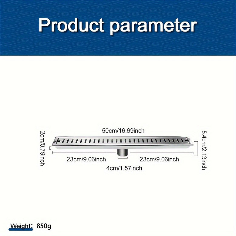 1pc Long Floor Drain, Toilet Stainless Steel SUS304 Thickened Large-capacity Anti-odor Hotel Shower Drain, Room Engineering Rectangular Strip Drain Floor Drain
