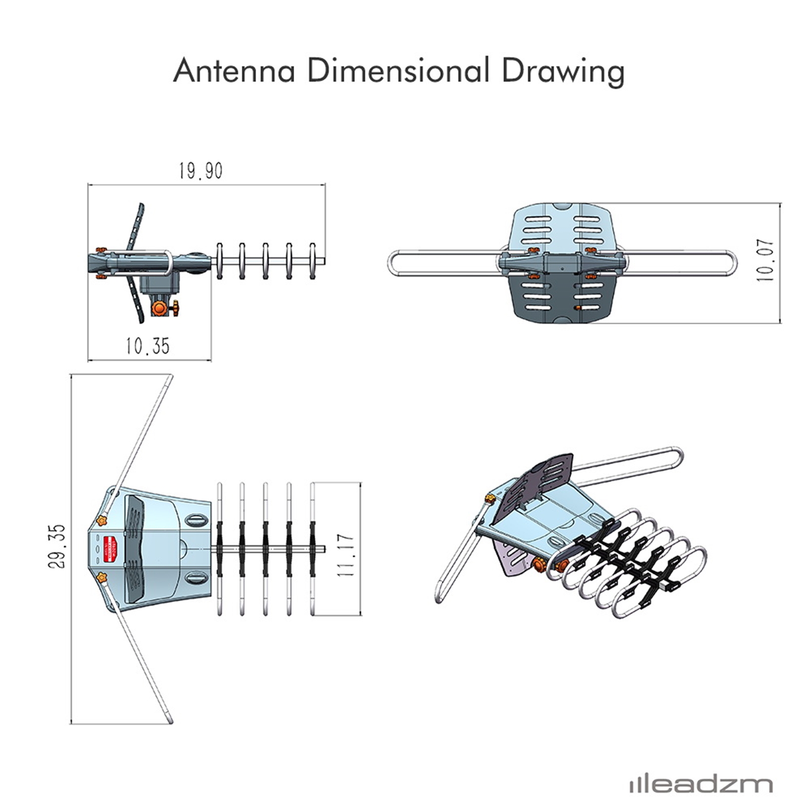 28-36dB 360° UV Dual-band Outdoor Antenna US Plug