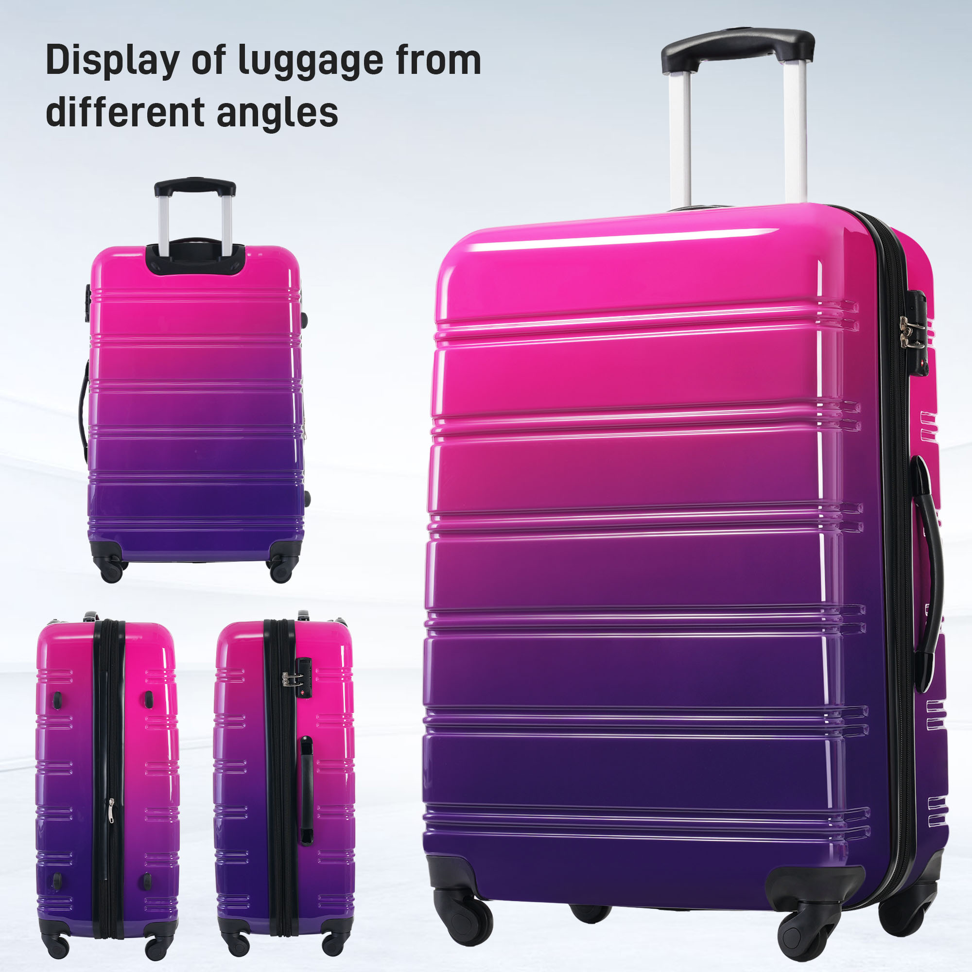 Hardshell Luggage Sets 3 Piece Gradient Color Expandable Suitcase with Spinner Wheels And TSA Lock Lightweight 20
