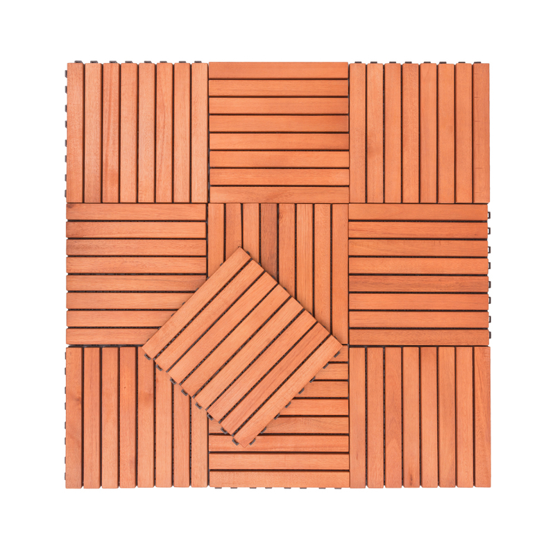 Reddish Brown Wood Interlocking Deck Tile (Set of 10 Tiles)- AS ( Amazon Shipping)