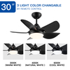 30 In Intergrated LED Ceiling Fan Lighting with Matte Black ABS Blade