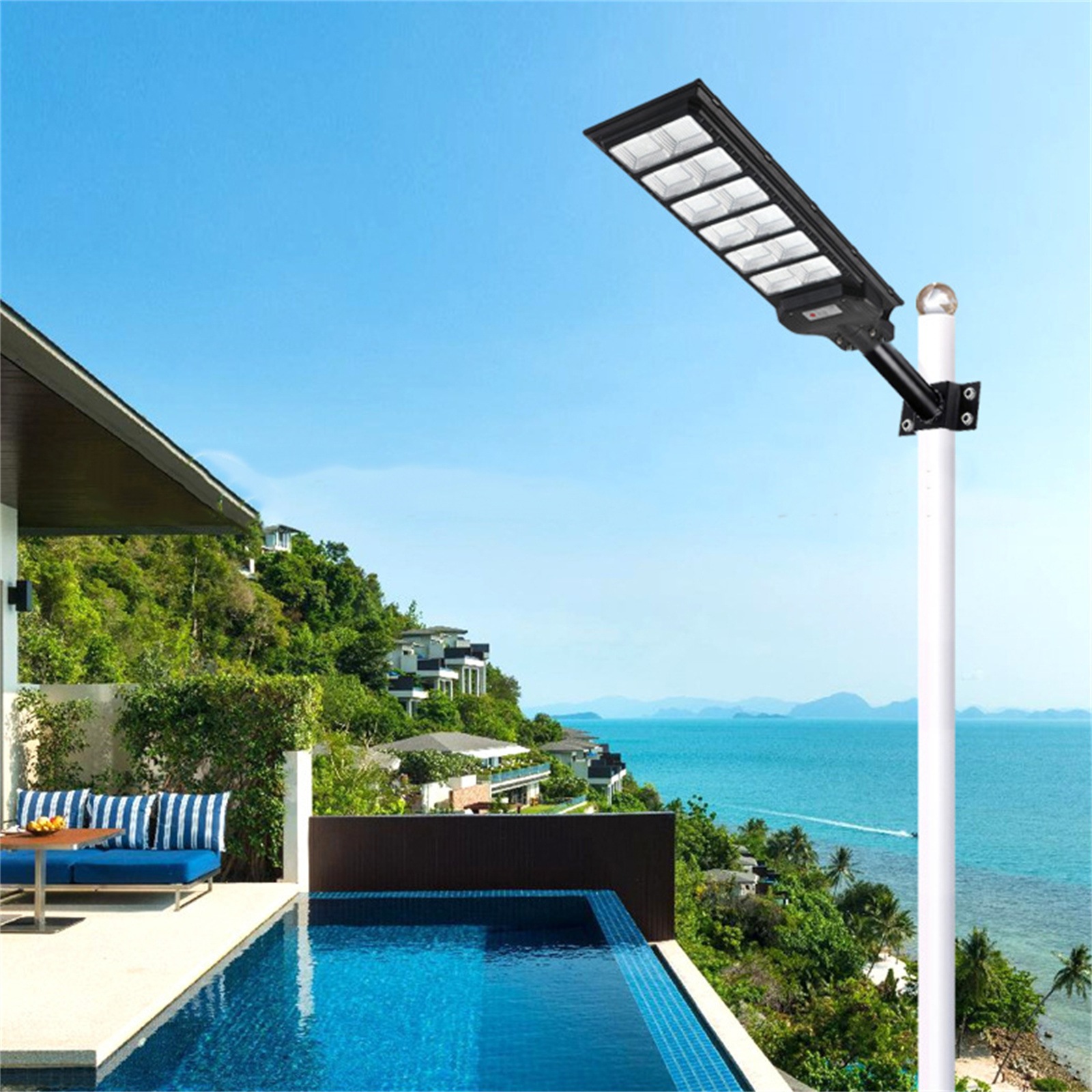 LED Solar Street Light Motion Sensor Dusk to Dawn Outdoor Road Lamp
