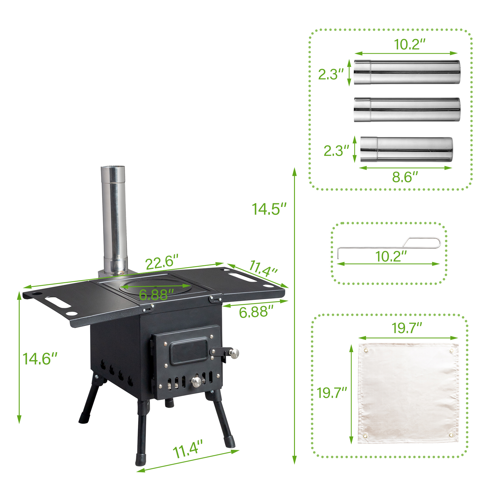 Wood Camping Stove Black 57.5*31*37cm