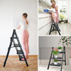 Portable Folding 3 Step Ladder Compact Heavy Duty Anti-Slip Mat Stool Black